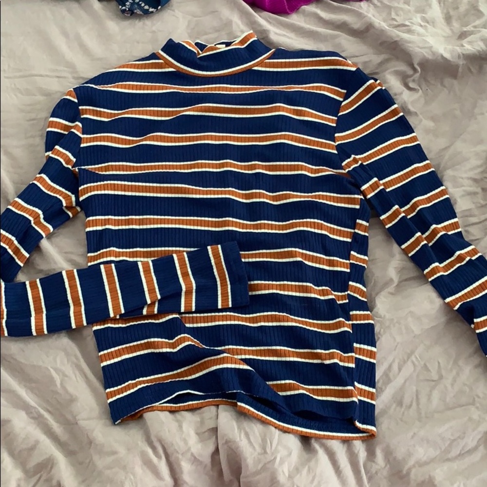 Mock neck striped long sleeve